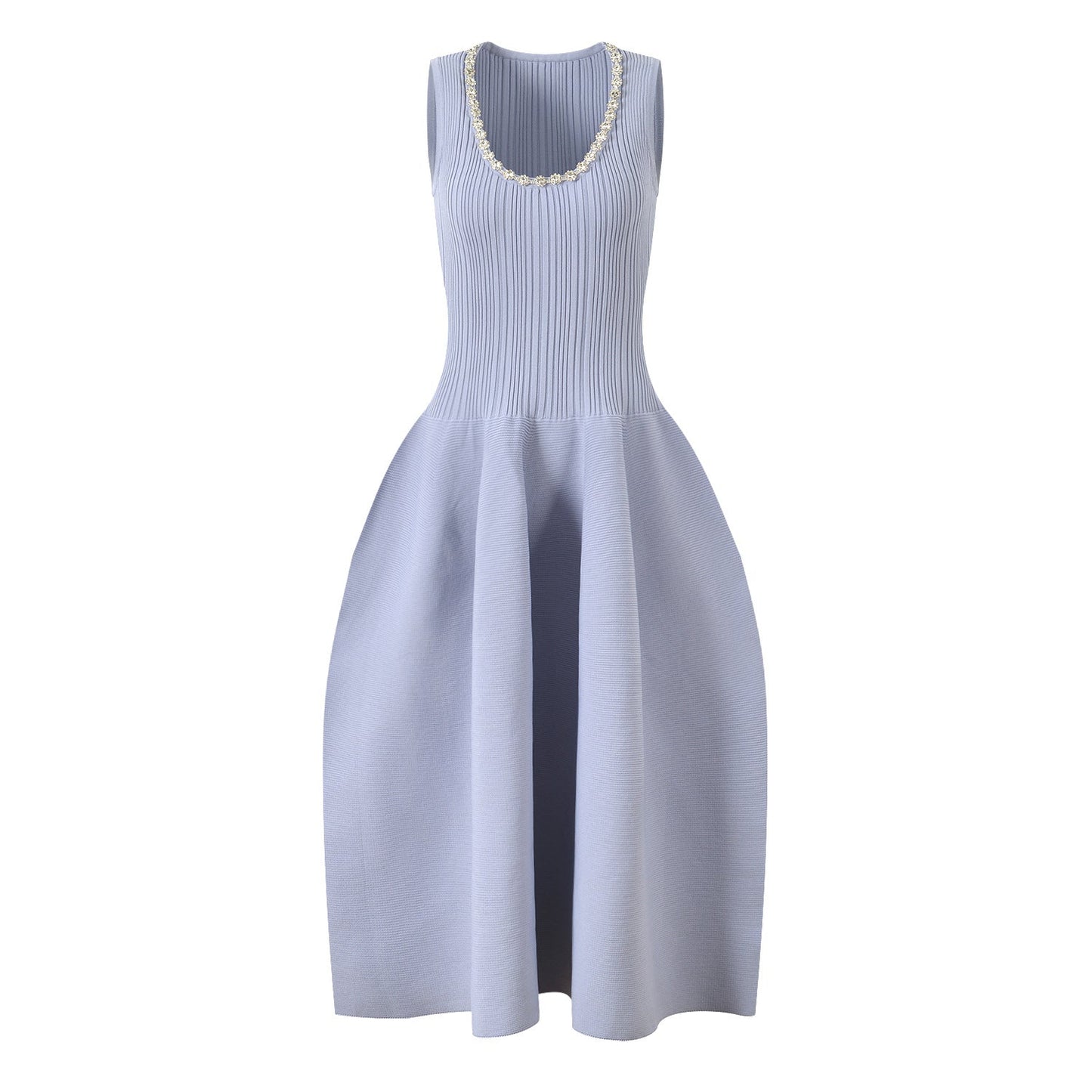 Hoxo Crystal Embellished Knit Midi Dress