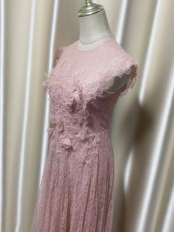 jennifer Lace Flower embellished maxi Dress in pink Avalabel