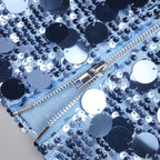 roberta Deep V-Neck Sequin Column Gown in blue Avalabel