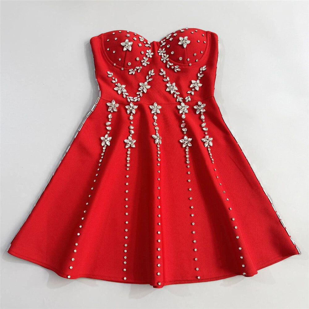 julie Strapless Diamond Bandage Mini Dress Avalabel