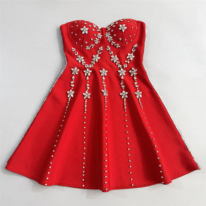 julie Strapless Diamond Bandage Mini Dress