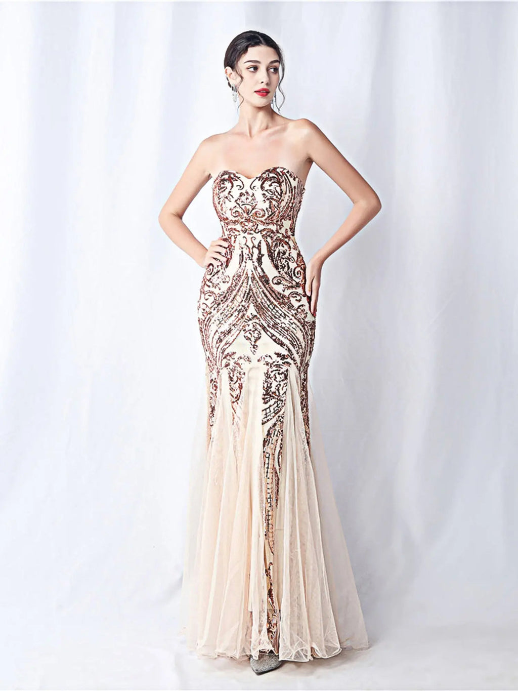 sparkle strapless tulle maxi dress Avalabel