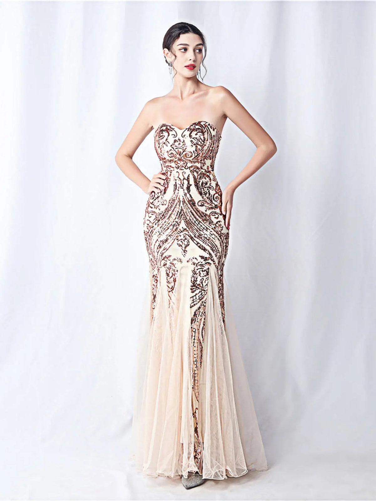 sparkle strapless tulle maxi dress Avalabel
