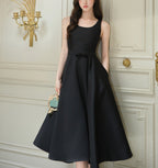 Bow U-Neck Sleeveless Hepburn Midi Dress Avalabel