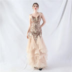 sequin slip tulle maxi dress Avalabel