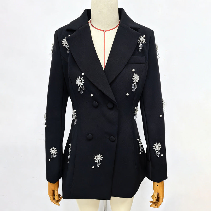 vivien Crystal embellished Blazer in black Avalabel