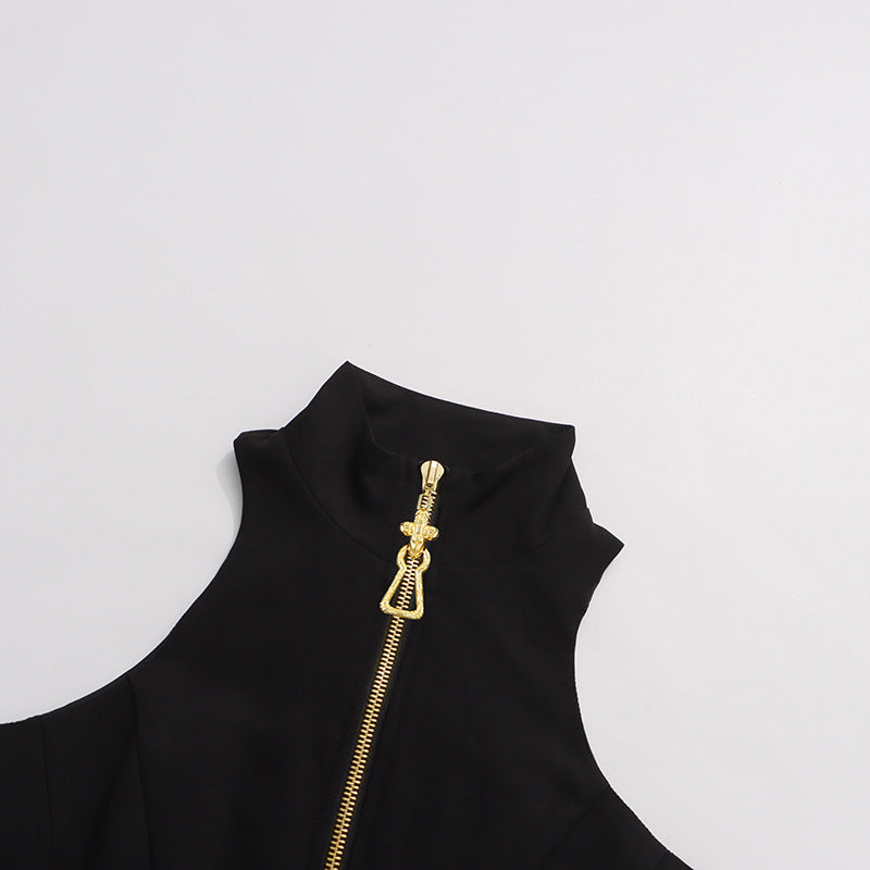 Carol Black Halterneck Dress in Grain Avalabel