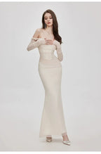Ariel Apricot Mesh Off-Shoulder Mermaid Maxi Dress Avalabel