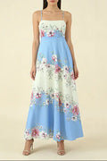 Agatha Floral Print Strap Midi Dress Avalabel