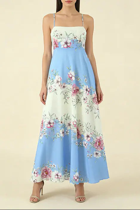 Agatha Floral Print Strap Midi Dress Avalabel
