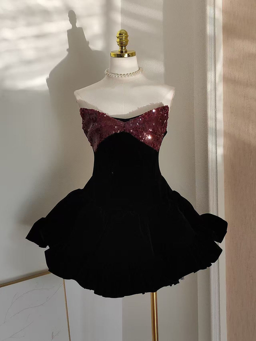 evangeline sequin embellished mini dress in black Avalabel