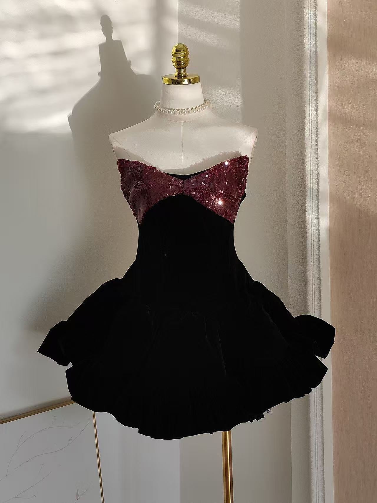 evangeline sequin embellished mini dress in black Avalabel