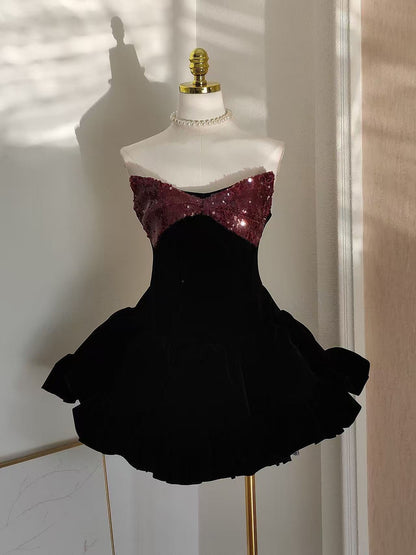 evangeline sequin embellished mini dress in black