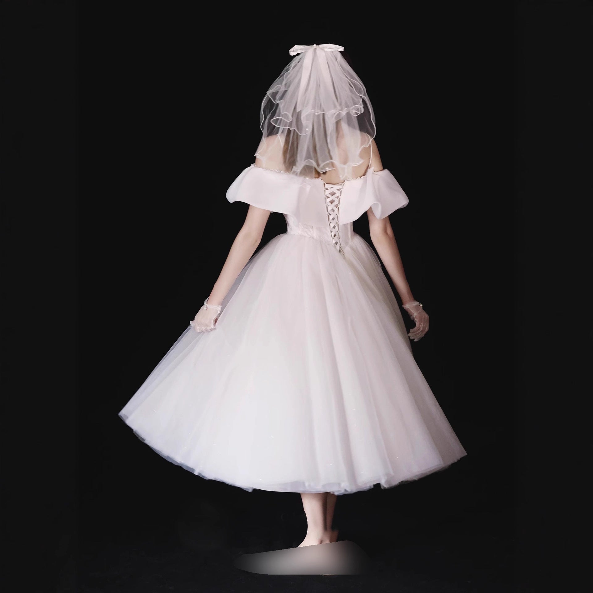Sebastiane French-Style Ruffled One-Shoulder Midi Dress - White Avalabel