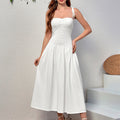 Twist Bust Textured Cami Flowy Midi Dress poava