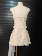 White Herringbone Tube Top Floral Ruffle Mini Dress Suit Avalabel