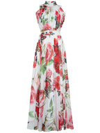 Floral Printed Sleeveless Flowing Large Swing Dress Avalabel