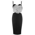 Jacey Mesh Flower Bandage Midi Dress Avalabel