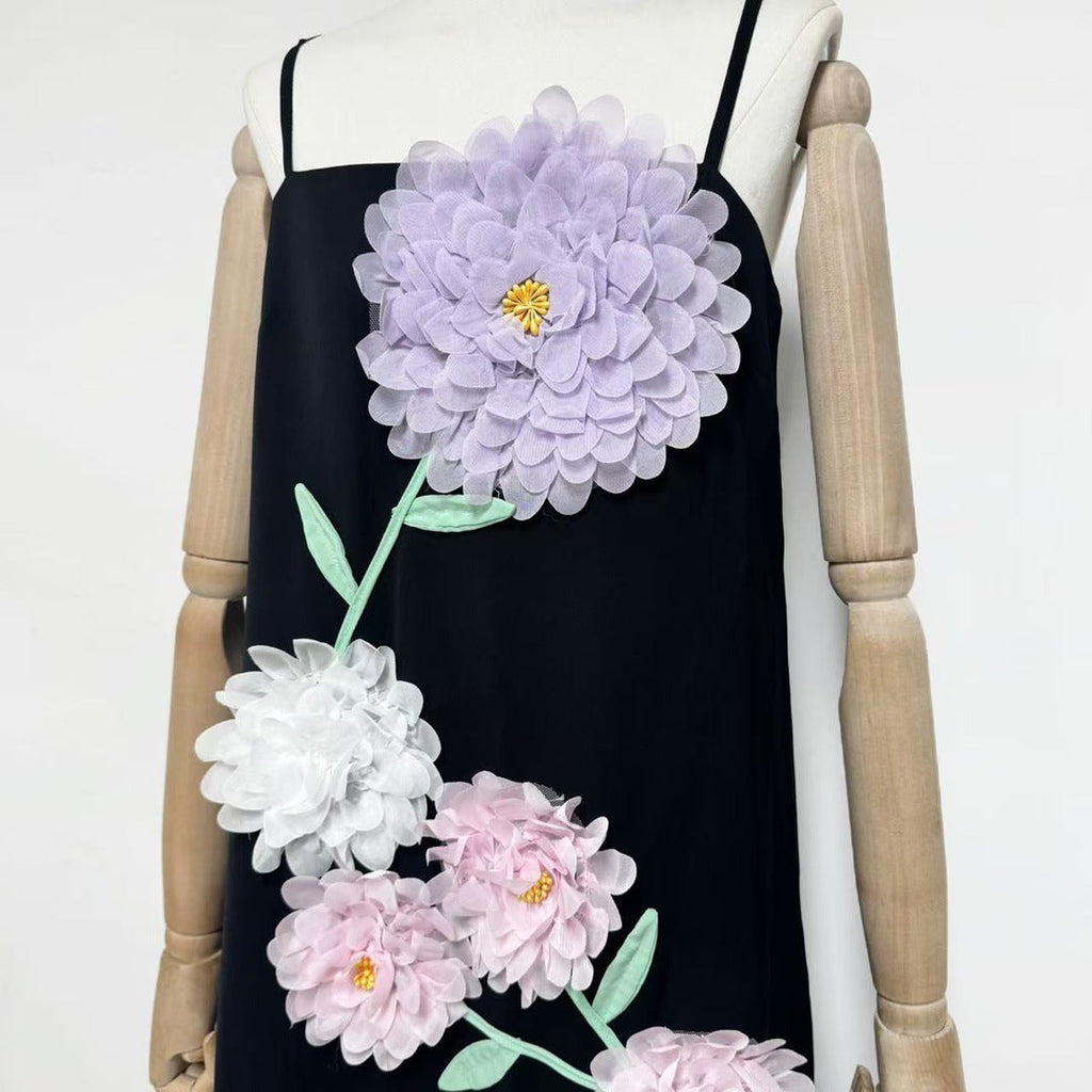 Kristin Buttercup Embroidered Maxi Dress in Black Avalabel