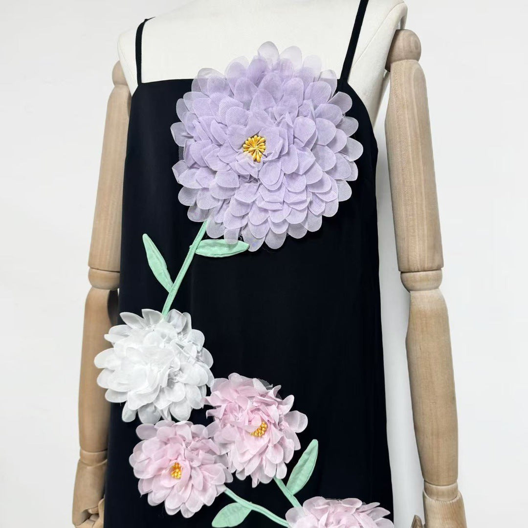 Kristin Buttercup Embroidered Maxi Dress in Black Avalabel