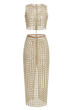 Apricot Sheer Plaid Fishtail Maxi Skirt Two Piece of Set Avalabel