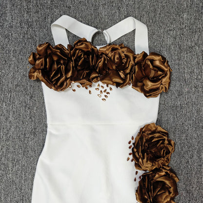 sebastiane Halterneck Flower Bandage Maxi Dress
