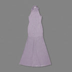 delia Sleeveless back flower embellished halter maxi dress in pale purple Avalabel