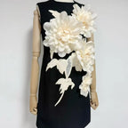 mandy 3d flower embellished Mini Dress in Black Avalabel