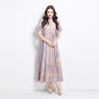 Eileen Multicolor Single-Breasted Printed Midi Dress Avalabel