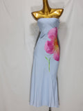 Light Blue Floral Print Strapless Midi Dress Avalabel