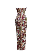 vivien fireworks pattern sequin embroidery strapless maxi dress Avalabel