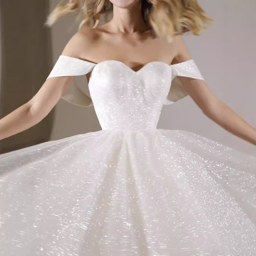 Amity White Sexy Sequined Short Princess Evening Gown Mini Dress Avalabel