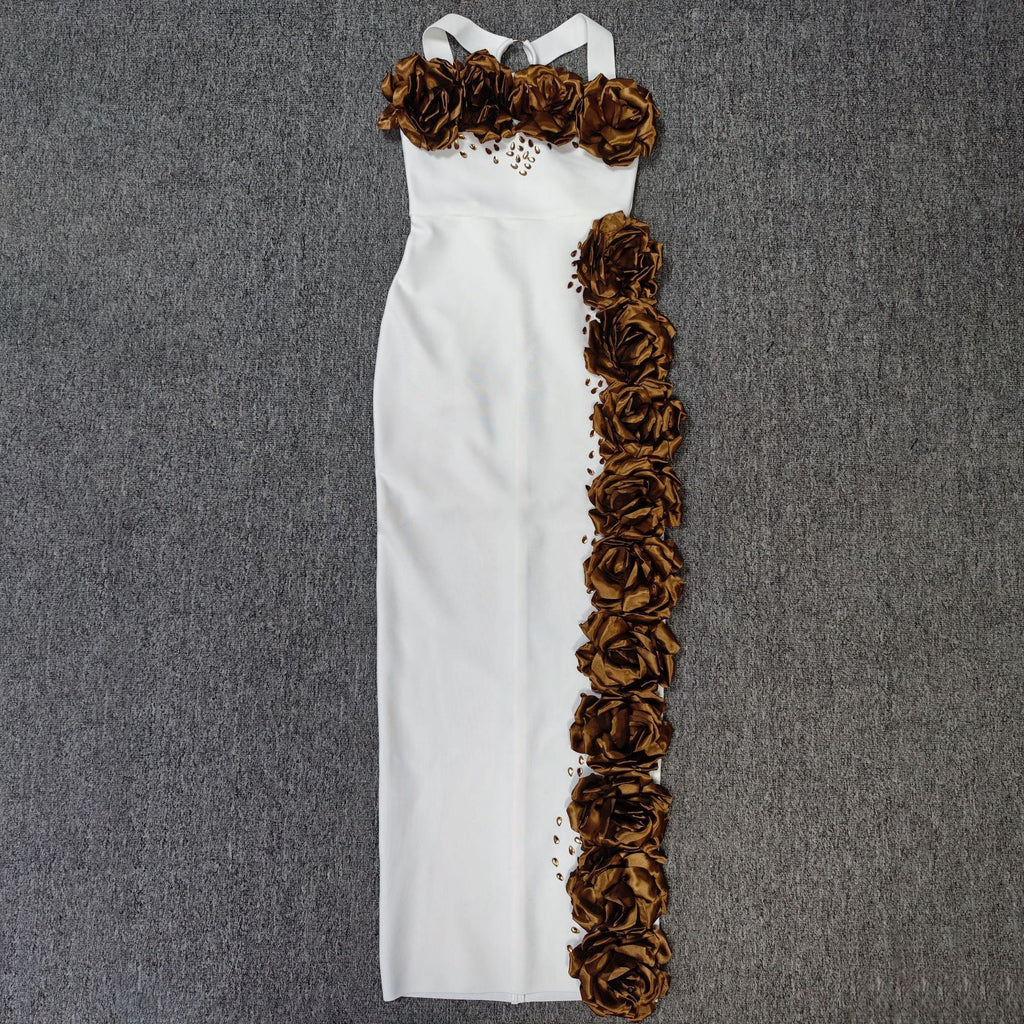 sebastiane Halterneck Flower Bandage Maxi Dress Avalabel