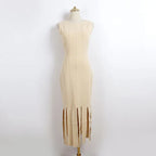 marjorie Fringed Knit Maxi Dress in Ecru Avalabel