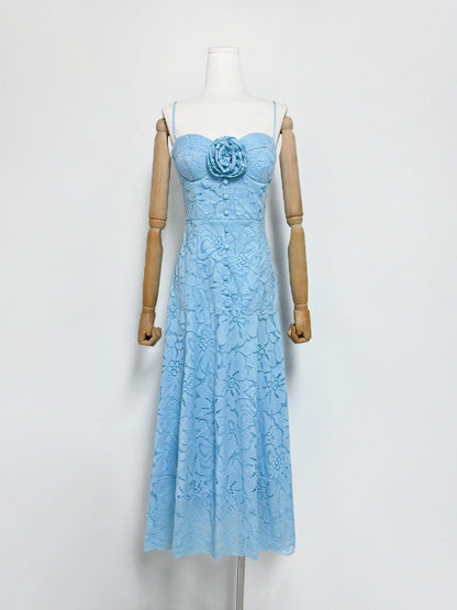 Samantha Hollow Out Sleeveless Maxi Dress in Blue