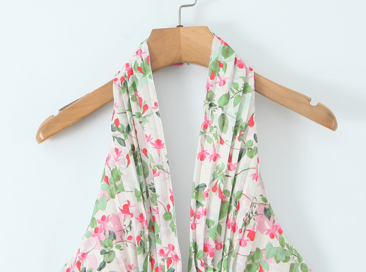 Plunge Neck Floral Mini Dress Avalabel