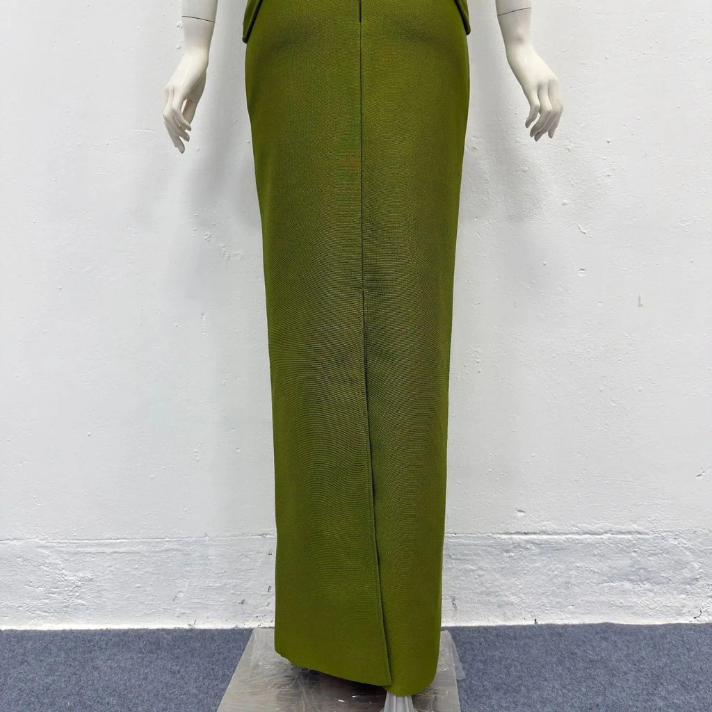 Teresa Green Rhinestone Embellished Strapless Top Skirt Set Avalabel