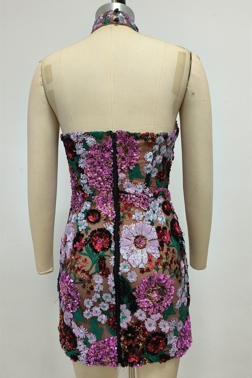 Violet Open-Back Embroidered Mini Dress Avalabel
