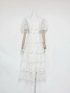 elvira appliqué Lace layer maxi dress in white Avalabel