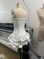regina strapless puffy mini dress in off-white Avalabel