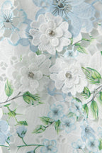 Hazel Floral Printed Lace Mini Dress in Sky Blue Avalabel