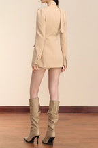 molly square neck long sleeve mini blazer dress in Khaki Avalabel
