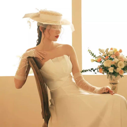 Louise French Satin Minimalist Slimming Princess-Style Light Weight Wedding Maxi Dress Avalabel