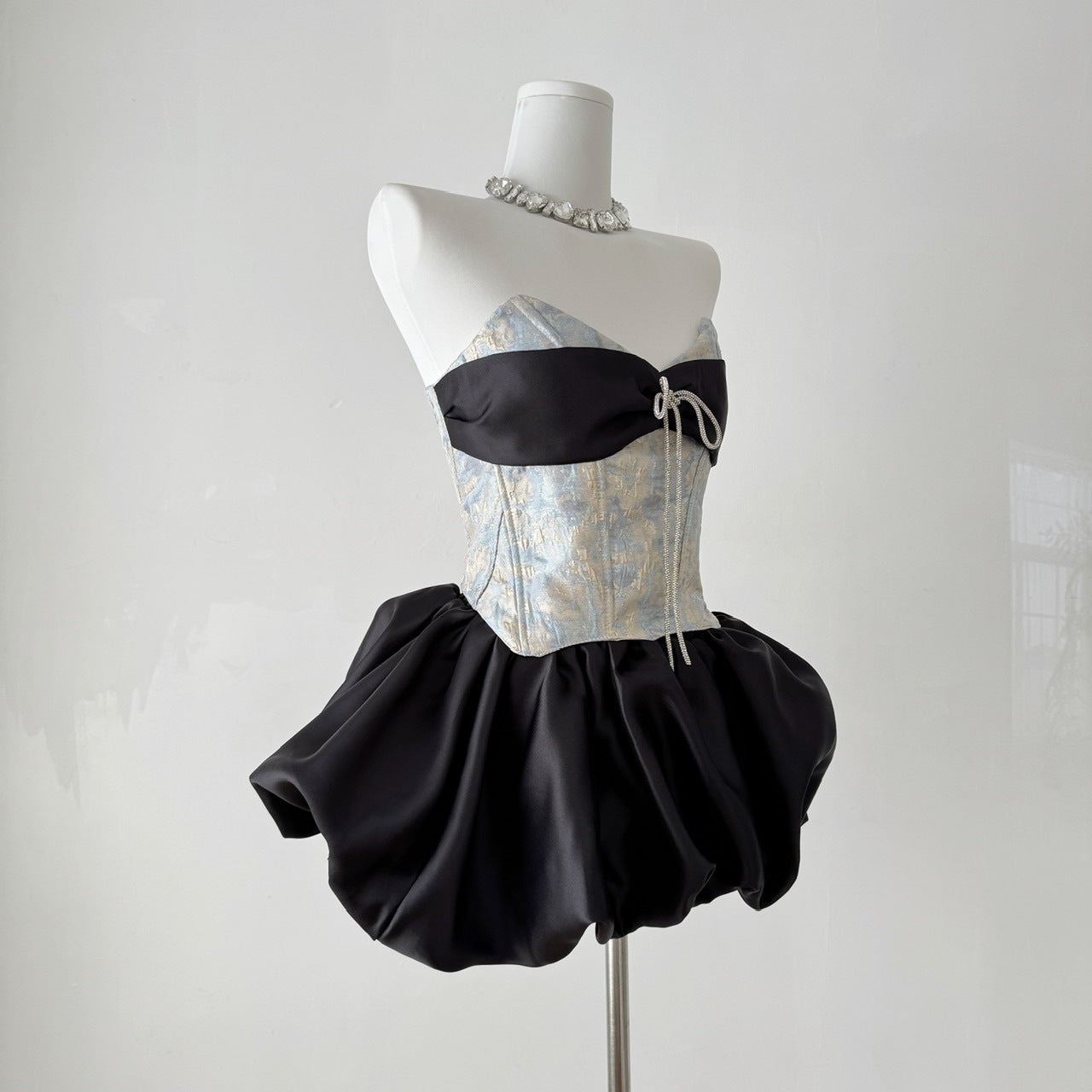 Bethari Strapless Corset Puffy Mini Dress