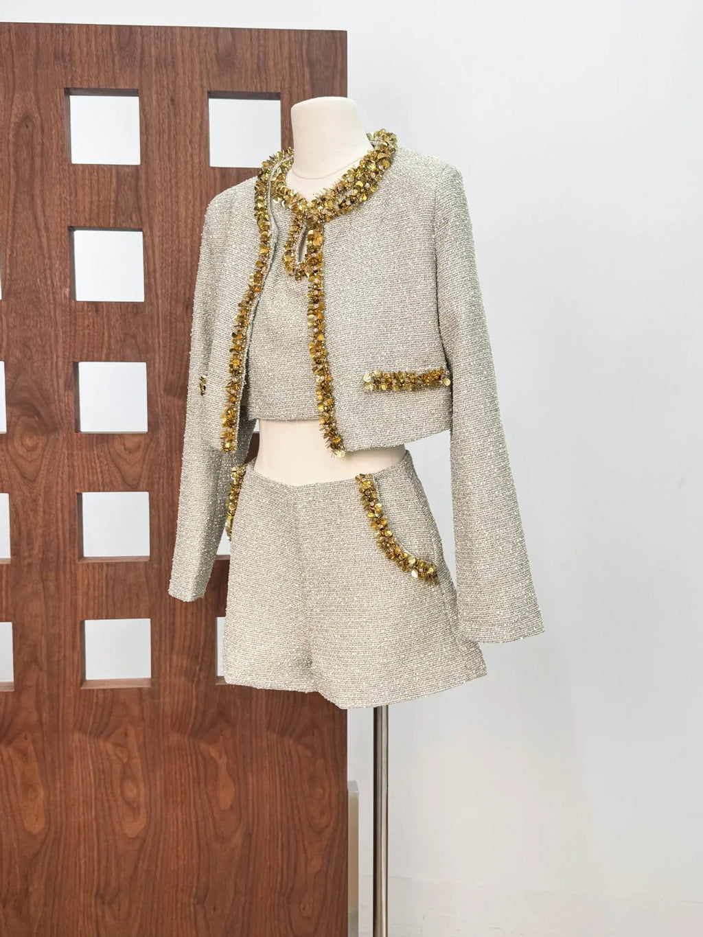evangeline Sequin Jacket in apricot Avalabel