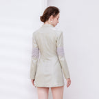 janice Mesh Ribbon Glitter blazer Dress in champagne Avalabel