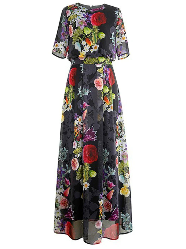 Breaking code special clearance summer women's clothing discount promotion temperament floral dress short sleeve unique and beautiful waist skirt
