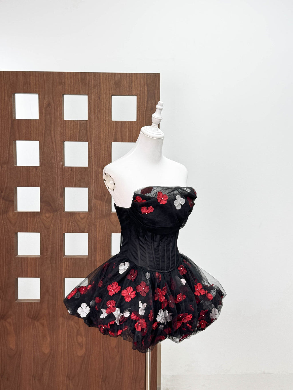 Roxya Floral Strapless Corset Mini Dress - Black Avalabel
