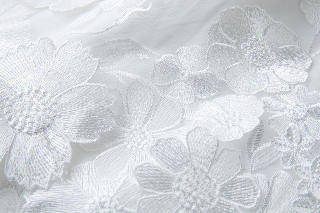 Georgia 3d Floral Lace Mini Dress in White Avalabel