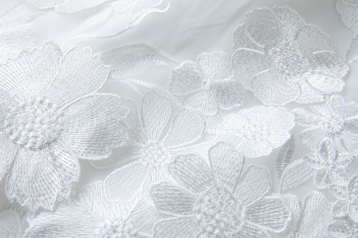 Georgia 3d Floral Lace Mini Dress in White Avalabel